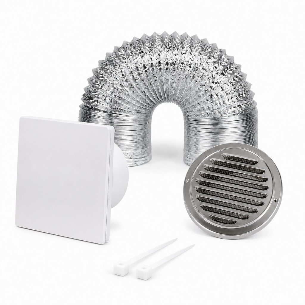 Kit de Exaustão Design 150 mm — capa Inox — abraçadeiras de nylon
