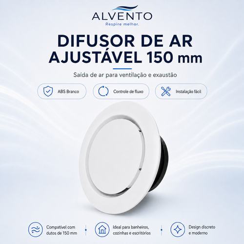 Difusor de Ar Redondo em ABS 150 mm — Branco
