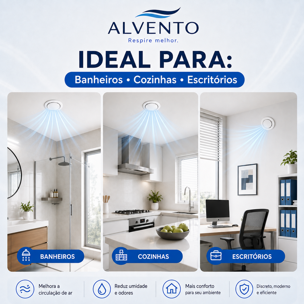 Difusor de Ar Redondo em ABS 100 mm — Branco