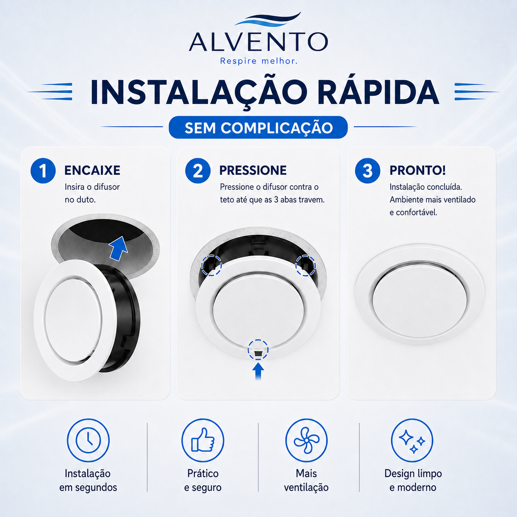 Difusor de Ar Redondo em ABS 100 mm — Branco