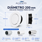 Difusor de Ar Redondo em ABS 200 mm — Branco