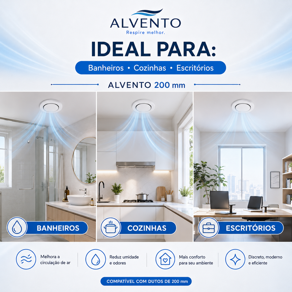 Difusor de Ar Redondo em ABS 200 mm — Branco