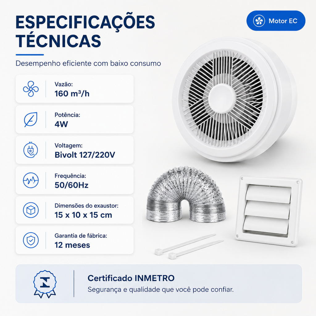 Kit de Exaustão Redondo 100 mm — especificações