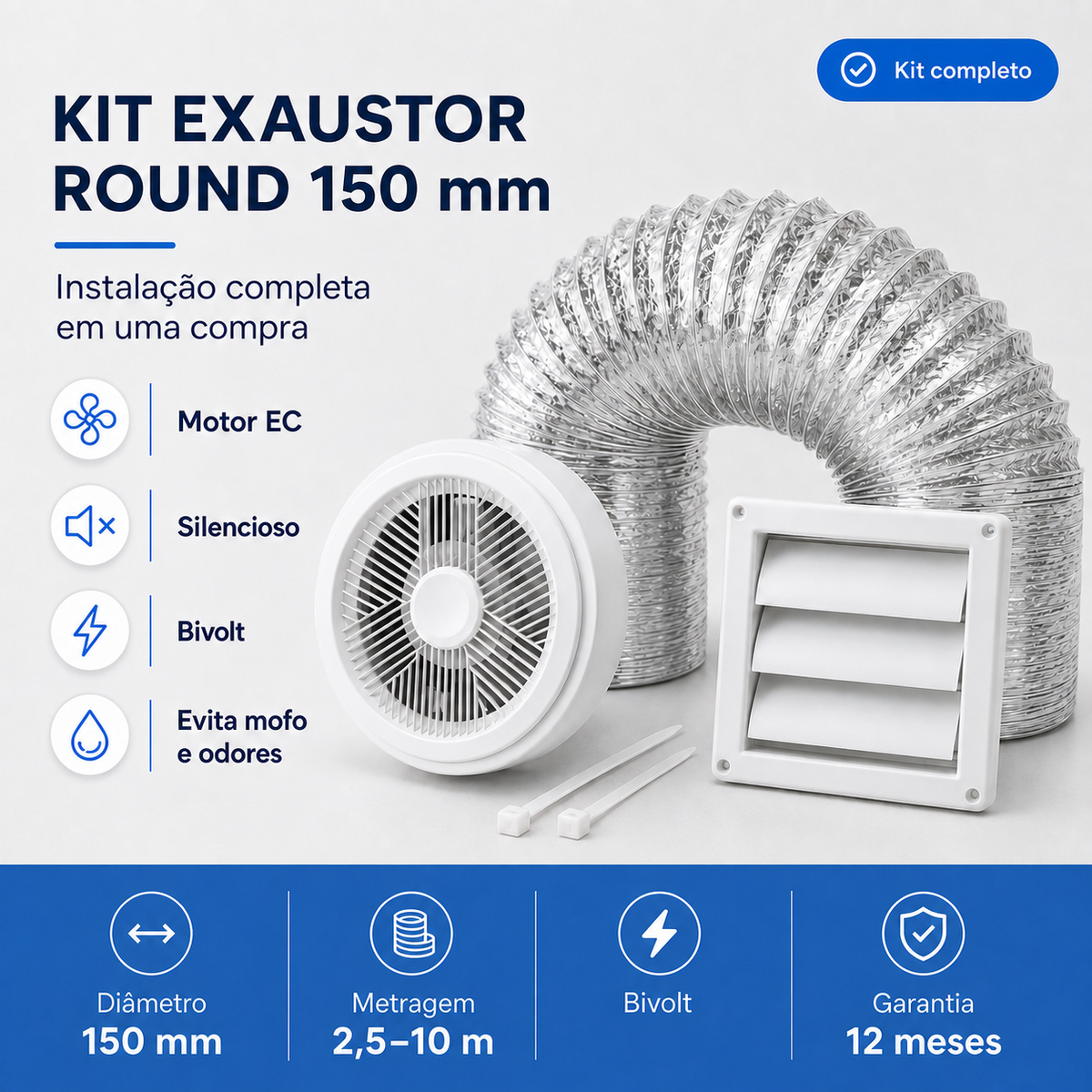 Kit de Exaustão Redondo 150 mm — visão geral