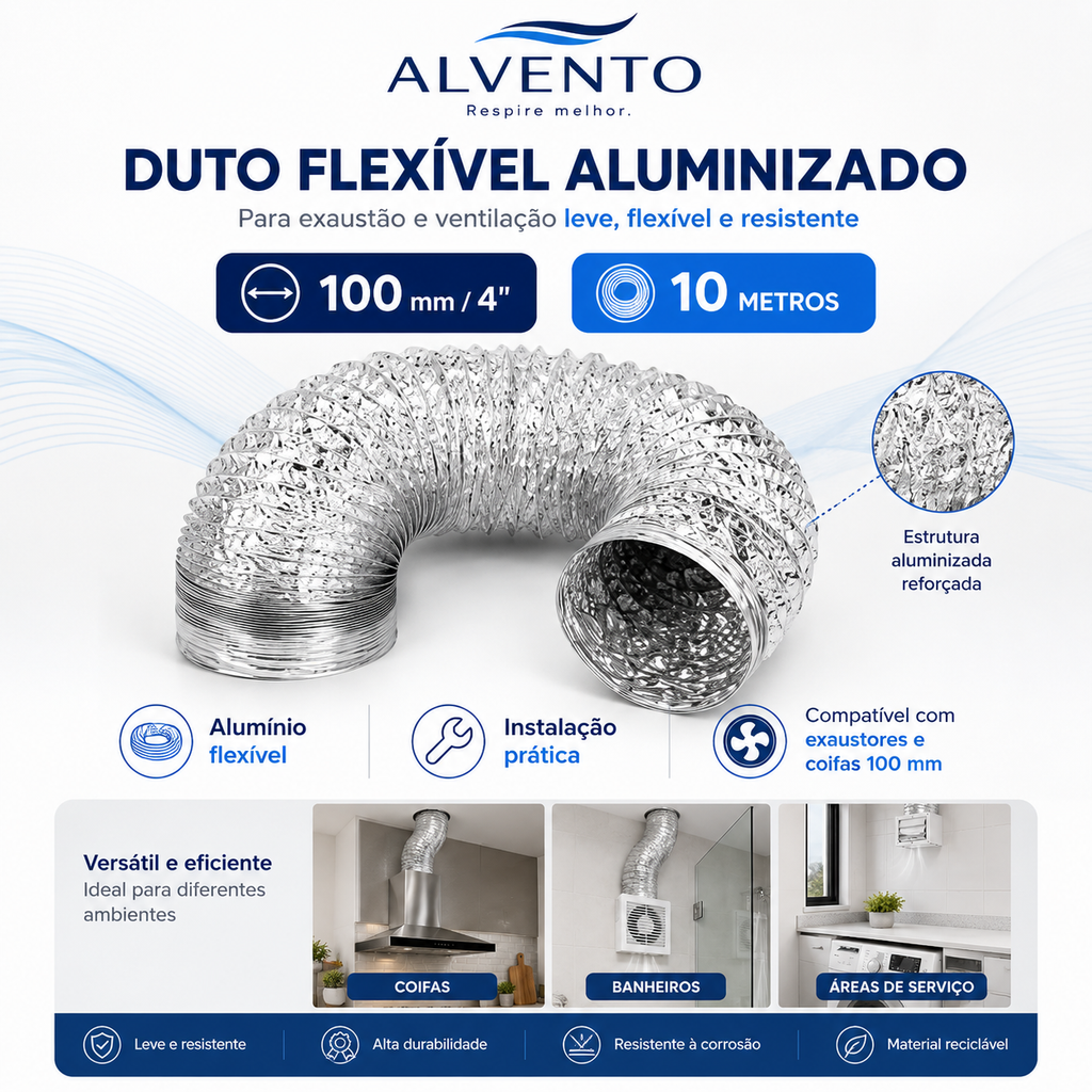 Duto Flexível de Alumínio 100 mm