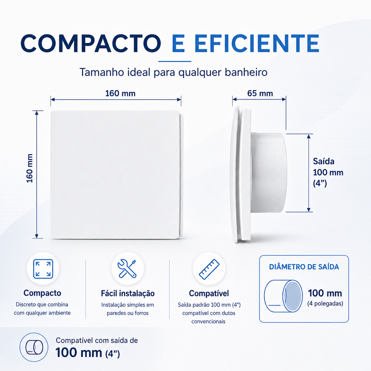 Exaustor de Banheiro Design 100 mm — Bivolt