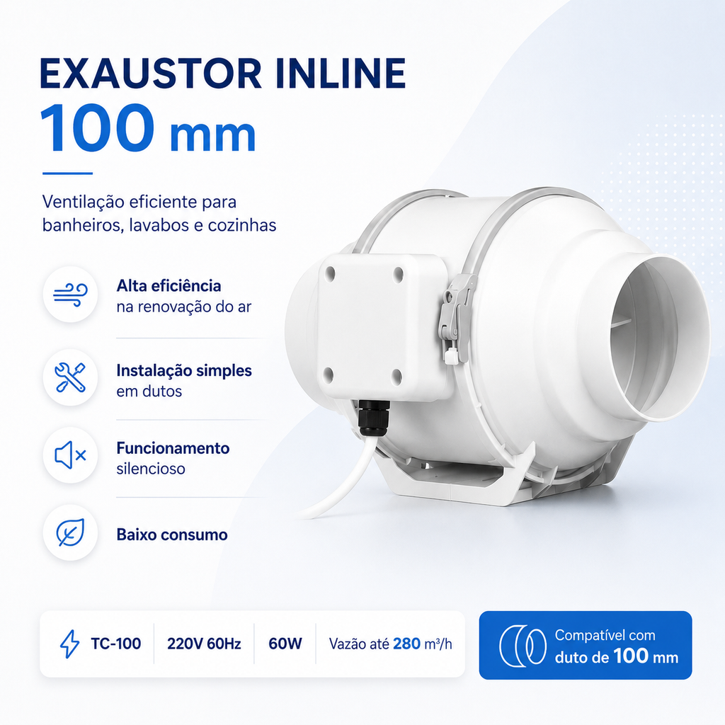 Exaustor Inline TC100 100 mm — 220 V