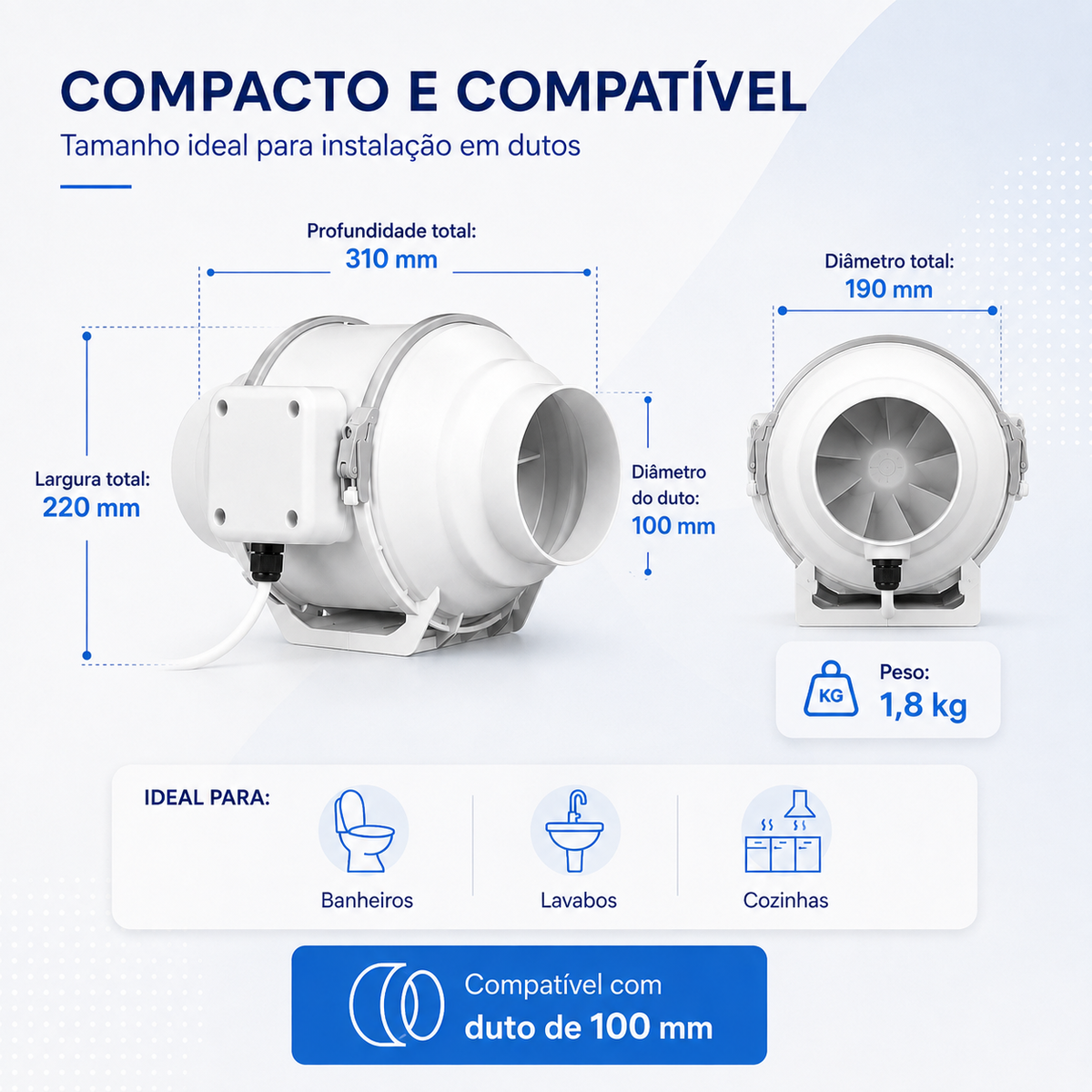 Exaustor Inline TC100 100 mm — 220 V