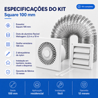 Kit de Exaustão Quadrado 100 mm — especificações